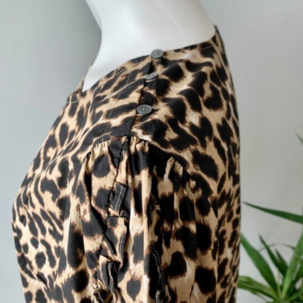 J. Crew Ruffle-sleeve Top In Leopard - Picture 13 of 14